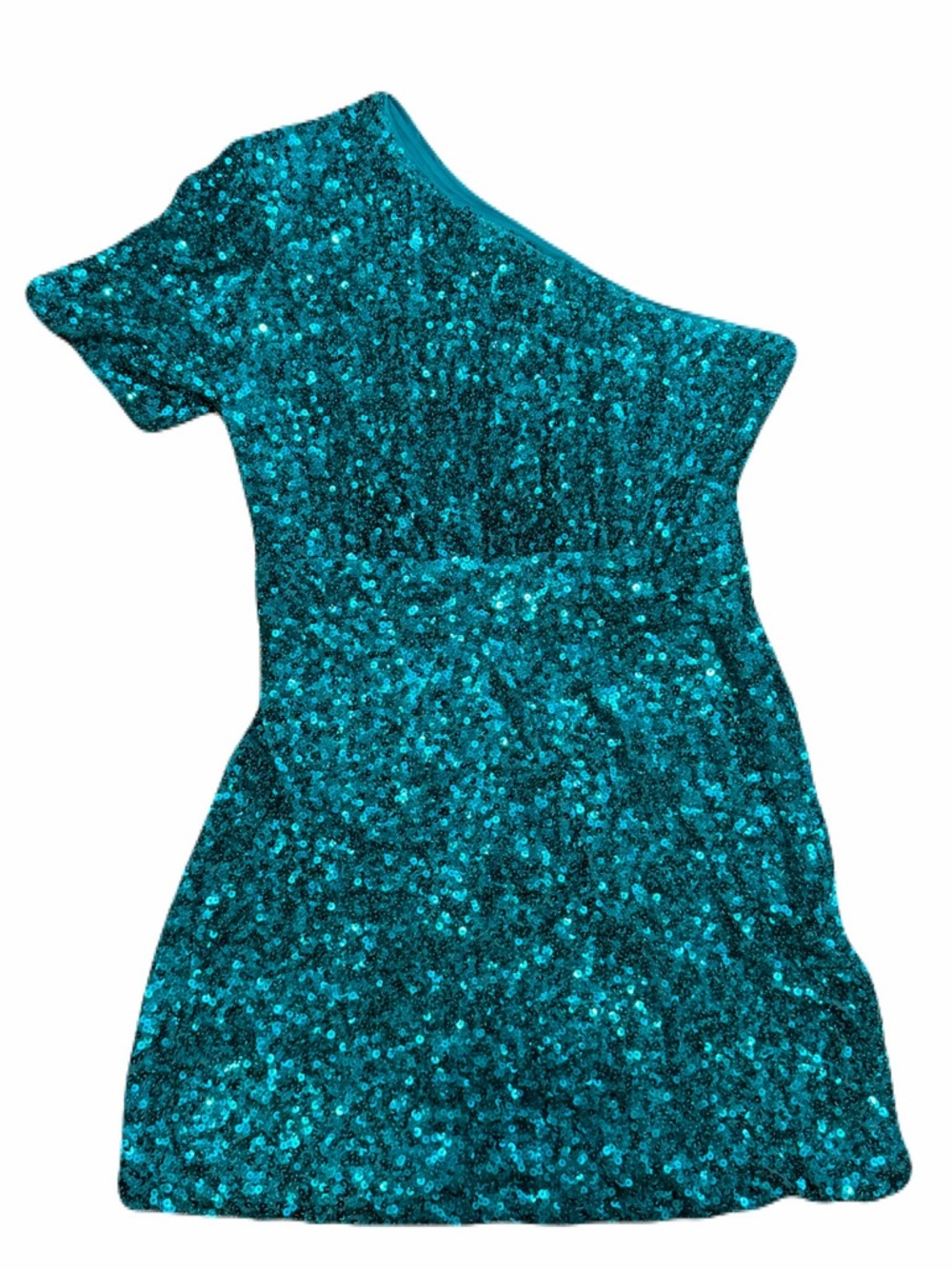 Strut & Bolt NWT Teal Sequin One Shoulder Mini Dress size Large